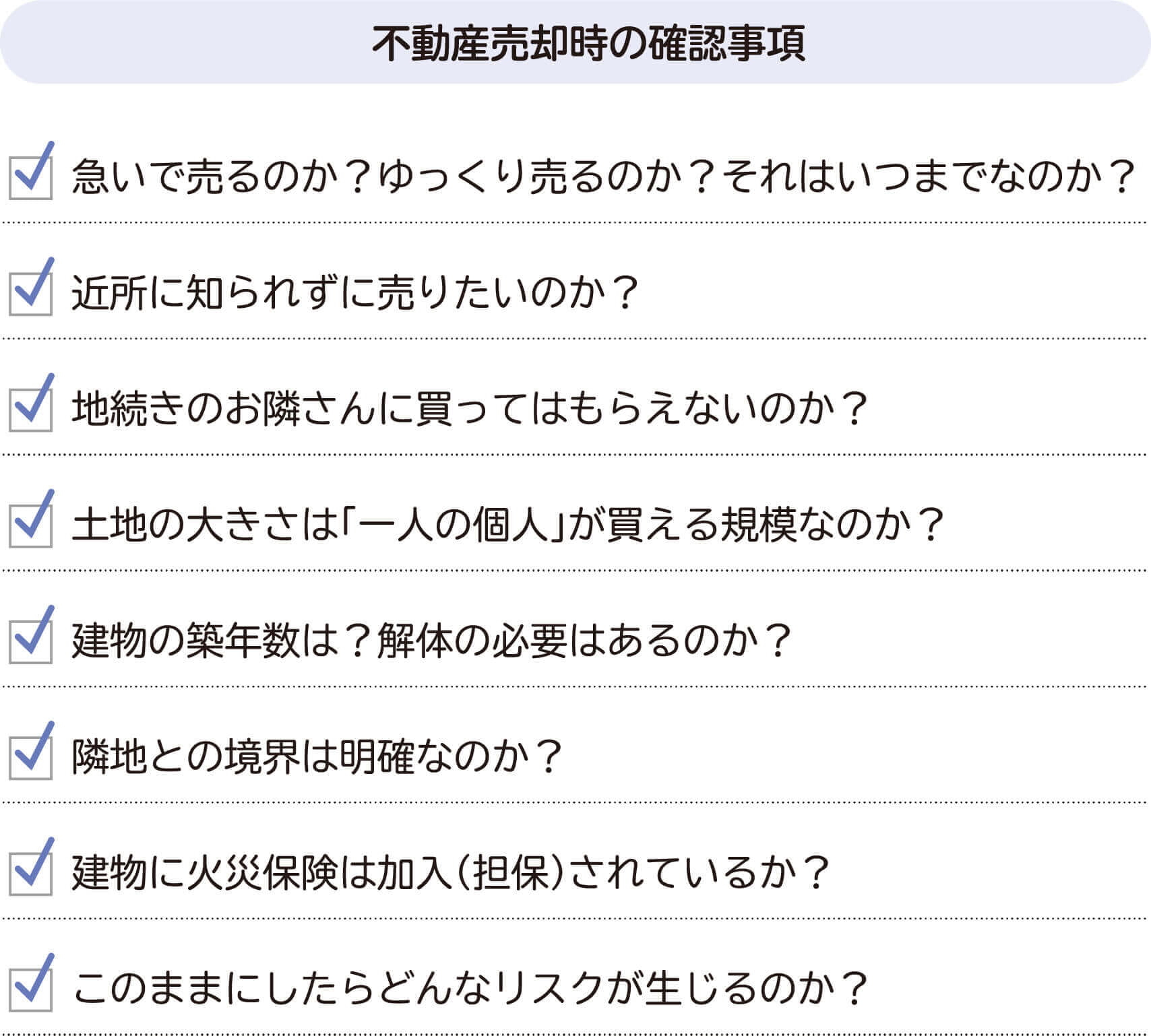 不動産売却時の確認事項
